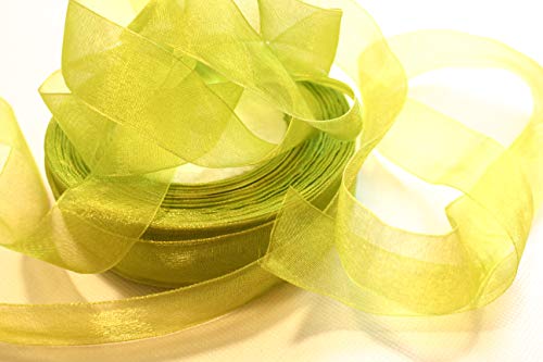 CaPiSo 45m Organza 40mm Breite 4cm Organzaband Schleifenband Geschenkband Organza Hochzeit Weihnachten (Olivgrün) von CaPiSo