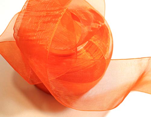 CaPiSo 45m Organza 40mm Breite 4cm Organzaband Schleifenband Geschenkband Organza Hochzeit Weihnachten (Orange) von CaPiSo