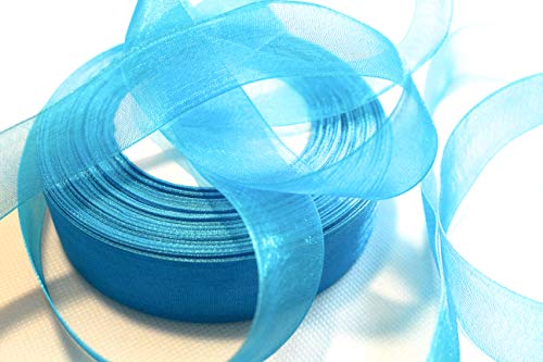 CaPiSo 45m Organza 50mm Breite 5cm Organzaband Schleifenband Geschenkband Organza (Eisblau, 45m) von CaPiSo