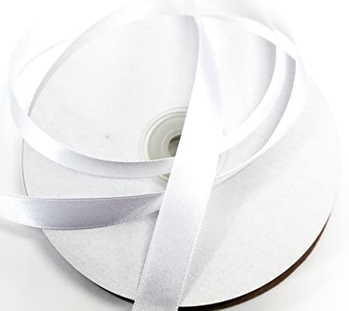 CaPiSo 50m Satin 15mm doppelseitiges Schleifenband 1,5cm Geschenkband Dekoband Dekoration Satin Satinband (Weiss) von CaPiSo