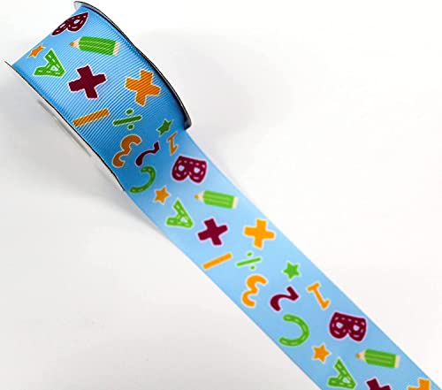 CaPiSo 5m Schleifenband 4cm Geschenkband Schulanfang Schultüte Motivband Schule Schuleinführung (5m Hellblau) von CaPiSo