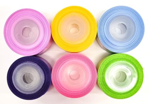 CaPiSo 6 Farben je 10m Polyband 25mm Farbset Ringelband Set Kräuselband Geschenkband Dekoband Spleißer Glanzband Schleifenband Splissband Kartengestaltung Basteln (End 09) von CaPiSo