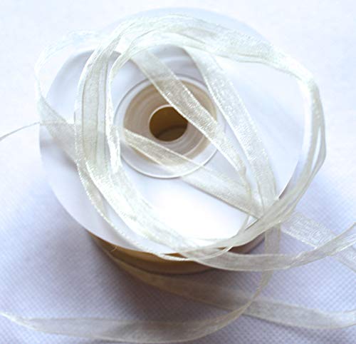 CaPiSo Organza -Schleifenband in 6mm Breite mit Webkante Organzaband Chiffon Chiffonband Durchsichtig Schleifenband (Creme, 100m) von CaPiSo