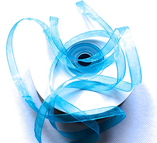 CaPiSo Organza -Schleifenband in 6mm Breite mit Webkante Organzaband Chiffon Chiffonband Durchsichtig Schleifenband (Eisblau, 100m) von CaPiSo