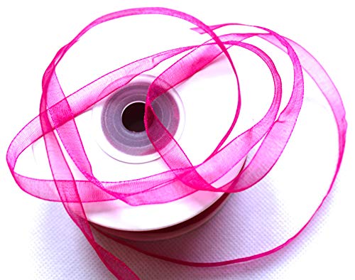 CaPiSo Organza -Schleifenband in 6mm Breite mit Webkante Organzaband Chiffon Chiffonband Durchsichtig Schleifenband (Fuchsia, 100m) von CaPiSo