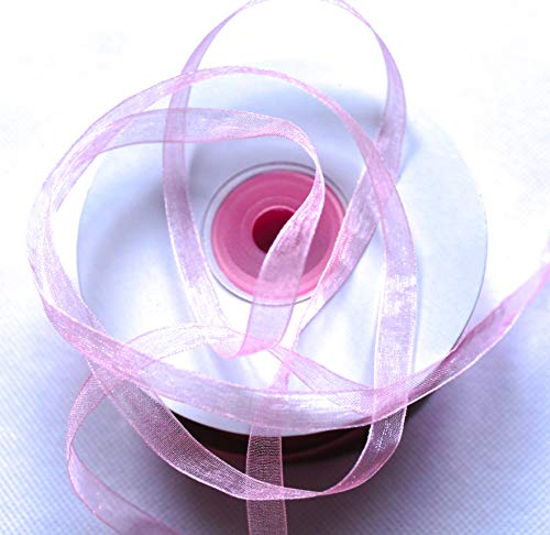 CaPiSo Organza -Schleifenband in 6mm Breite mit Webkante Organzaband Chiffon Chiffonband Durchsichtig Schleifenband (Rosa, 100m) von CaPiSo