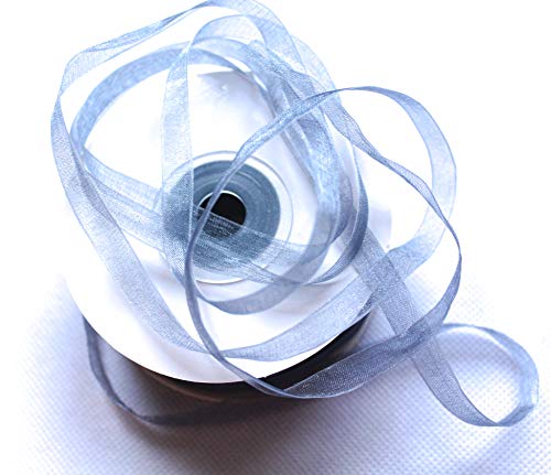 CaPiSo Organza -Schleifenband in 6mm Breite mit Webkante Organzaband Chiffon Chiffonband Durchsichtig Schleifenband (Silber, 100m) von CaPiSo