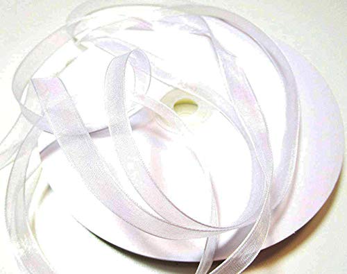 CaPiSo Organza -Schleifenband in 6mm Breite mit Webkante Organzaband Chiffon Chiffonband Durchsichtig Schleifenband (Weiß, 100m) von CaPiSo