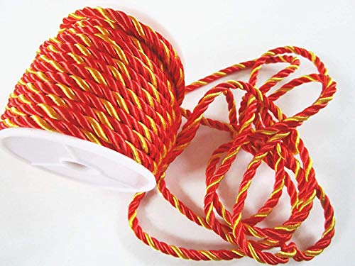 CaPiSo Kordel ca.15m x 4mm Drehkordel KORDELBAND Dekoband SCHLEIFENBAND Schnur (Rot-Gold) von CaPiSo