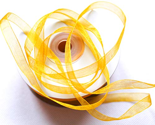 CaPiSo Organza -Schleifenband in 6mm Breite mit Webkante Organzaband Chiffon Chiffonband Durchsichtig Schleifenband (Gelb Neu, 50m) von CaPiSo