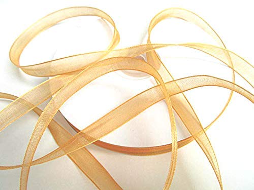 CaPiSo Organza -Schleifenband in 6mm Breite mit Webkante Organzaband Chiffon Chiffonband Durchsichtig Schleifenband (Gold, 50m) von CaPiSo