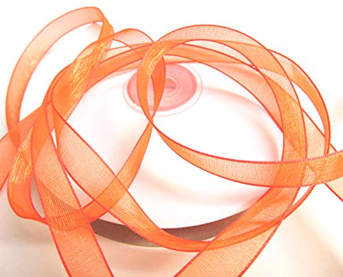 CaPiSo Organza -Schleifenband in 6mm Breite mit Webkante Organzaband Chiffon Chiffonband Durchsichtig Schleifenband (Neonorange, 50m) von CaPiSo