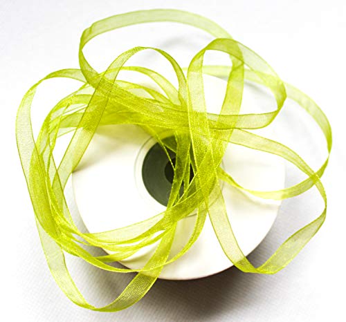 CaPiSo Organza -Schleifenband in 6mm Breite mit Webkante Organzaband Chiffon Chiffonband Durchsichtig Schleifenband (Olivgrün, 50m) von CaPiSo