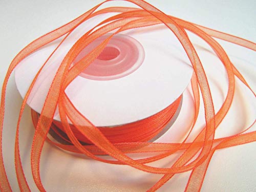 CaPiSo Organza -Schleifenband in 6mm Breite mit Webkante Organzaband Chiffon Chiffonband Durchsichtig Schleifenband (Orange, 50m) von CaPiSo