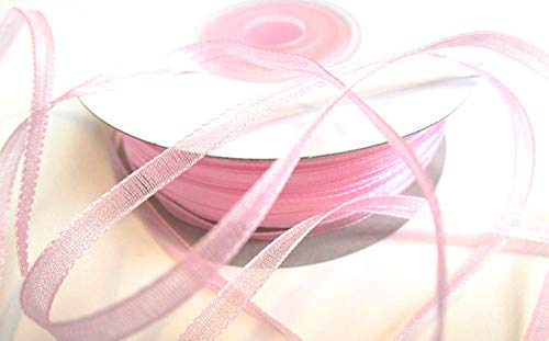 CaPiSo Organza -Schleifenband in 6mm Breite mit Webkante Organzaband Chiffon Chiffonband Durchsichtig Schleifenband (Rosa Neu, 50m) von CaPiSo