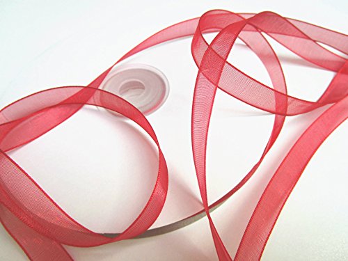 CaPiSo Organza -Schleifenband in 6mm Breite mit Webkante Organzaband Chiffon Chiffonband Durchsichtig Schleifenband (Rot, 50m) von CaPiSo