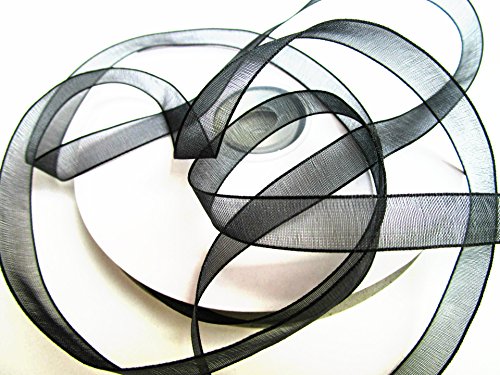 CaPiSo Organza -Schleifenband in 6mm Breite mit Webkante Organzaband Chiffon Chiffonband Durchsichtig Schleifenband (Schwarz Neu, 50m) von CaPiSo