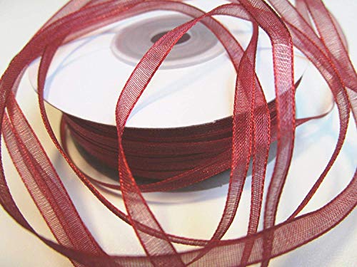 CaPiSo Organza -Schleifenband in 6mm Breite mit Webkante Organzaband Chiffon Chiffonband Durchsichtig Schleifenband (Weinrot, 50m) von CaPiSo