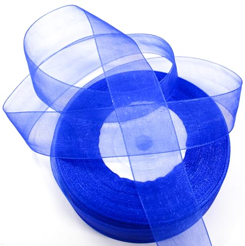 CaPiSo SCHLEIFENBAND Organza 50m x 25mm Organzaband Geschenkband DEKOBAND Hochzeit Antennenband (Marineblau, 50m) von CaPiSo