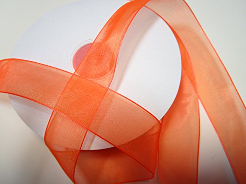 CaPiSo SCHLEIFENBAND Organza 50m x 25mm Organzaband Geschenkband DEKOBAND Hochzeit Antennenband (Neonorange, 50m) von CaPiSo