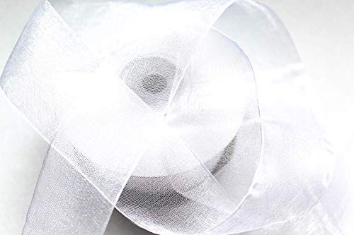 SCHLEIFENBAND Organza 50m x 25mm weiß weiss Organzaband Geschenkband DEKOBAND Hochzeit Antennenband von CaPiSo