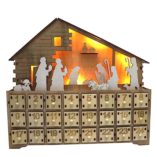 1stk Weihnachtskalenderverzierungen Led Licht Kalender Saisonal Adventskalender Jutesäckchen Befüllbarer Adventskalender Weihnachtliche Adventskalendertüten Hölzern Cabilock von Cabilock