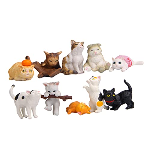 Cabilock 1 Satz 10 Stück Kätzchen Ornament Katzenmodell Cupcake Topper Figuren Katzen Cupcake Topper Miniatur Tierfiguren Kleine Katze Kätzchen Figur Spielzeug Cupcake von Cabilock