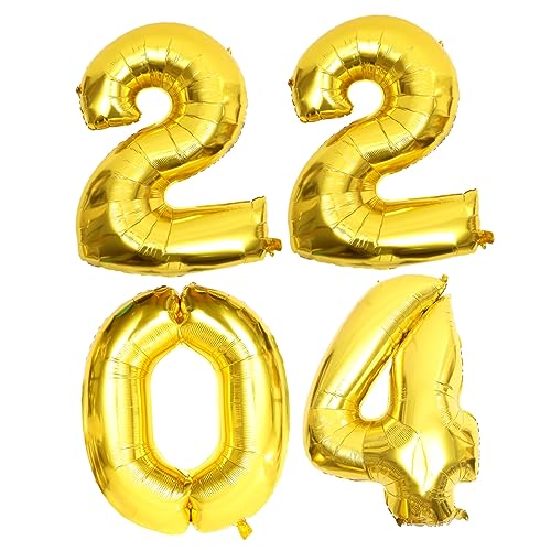 Cabilock 1 Satz 2024 Aluminiumfolienballons Nummer 2024 Ballon Party Layout Requisiten Goldene Aluminiumfolie Abschlussfeier Ballons von Cabilock