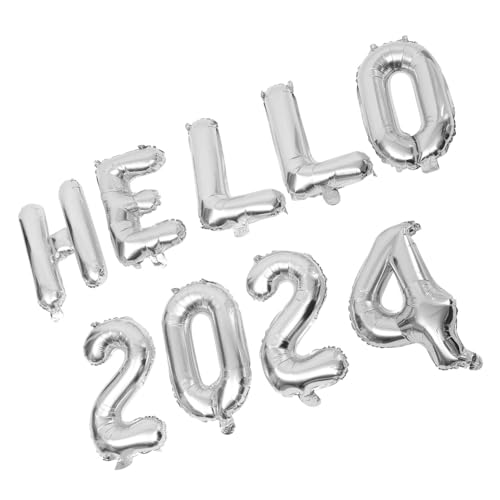 Cabilock 1 Satz 2024 Partyballons Frohes Neues Jahr Mit Luftballons Party-layout-ballons 2024 Nummernballons Party-dekorationsballons Hallo 2024 Luftballons Neujahrsballons Aluminiumfolie von Cabilock