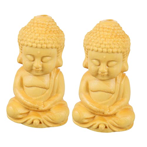 Cabilock 1 Satz 2St Buddha-Zubehör Buddhismus buddismus schlüsselkette ziernieten spirituell Anhänger Statuen Ornamente buddhistische Verzierung Vintage Maitreya-Charme Buchsbaum Yellow von Cabilock