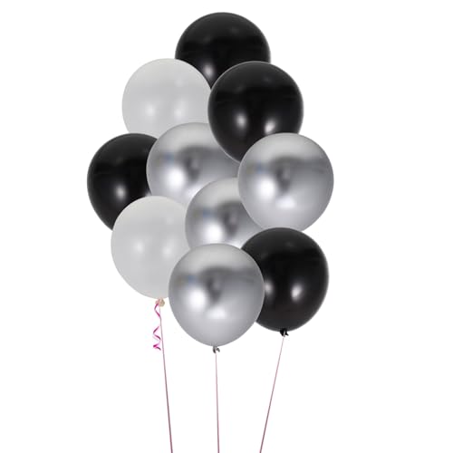 Cabilock 1 Satz 50st Konfetti-pailletten-luftballons Silbermetallische Luftballons Partydekorationen Aufgeblasener Ballon Hochzeitsballons Party-konfetti-luftballons Folienballons Emulsion von Cabilock