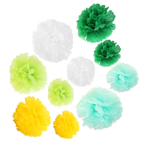 Cabilock 1 Satz Blumenball Aus Grünem Papier Pom St. Patricks Day Partyzubehör Tüllverzierung Dekorative Papierblumen Szene-hängedekoration Dekorationen Aus Papierbommeln Kopierpapier 15st von Cabilock