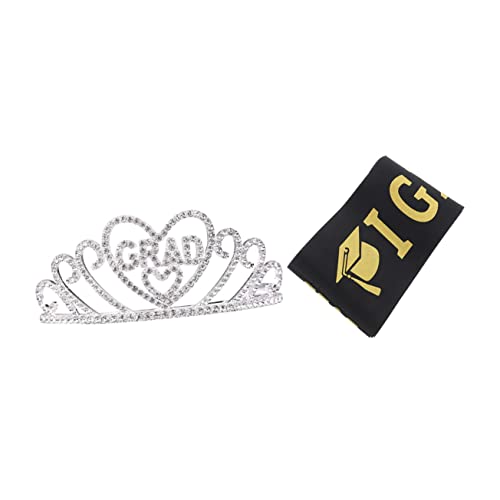 Cabilock 1 Satz Graduierungs-schultergurte Graduierung Strass Abschlussball Hochzeit Kronen Braut, Schärpe Zu Sein Tiara-krone Für Frauen Promkrone Leere Schärpe Silver Satinstoff von Cabilock