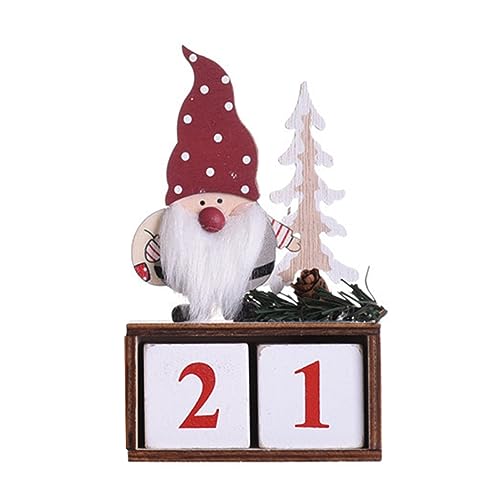 Cabilock 1 Satz Weihnachtskalender-ornamente Szene Desktop- Countdown Süße Urlaubsdekoration Weihnachtsdekorationen Tisch-weihnachtsbaum Weihnachtliche Wanddekoration Rot Hölzern von Cabilock