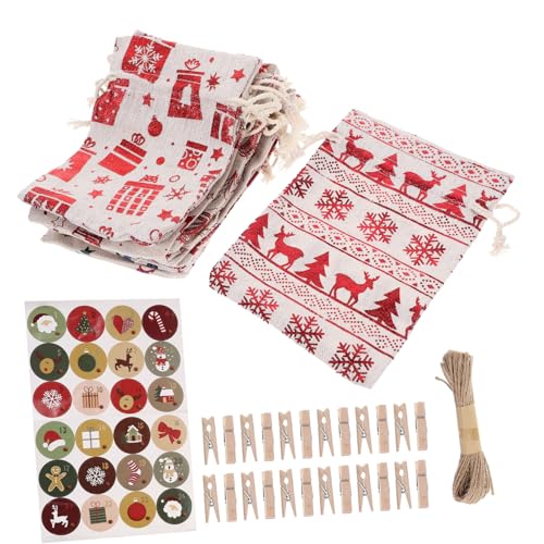 Cabilock 1 Satz Weihnachtspapiertüte Kekstüten Weihnachtstaschen Kleine Taschen Weihnachten Netztaschen Mit Kordelzug Beutel Große Zellophantüten Süßigkeitentasche Partytütenfüller Holz von Cabilock