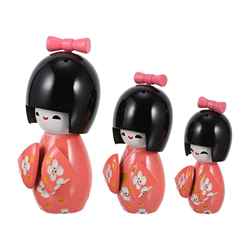 Cabilock 1 Satz japanische Kimonopuppe cutermesserser Dolls for pink partygeschenke Traditionell Mini- Mikrospielzeug Kimono-Puppenfigur Desktop japanische Puppe Holz Rosa von Cabilock