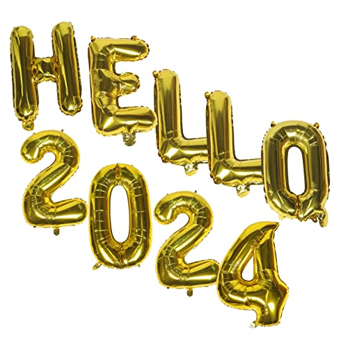 Cabilock 1 Set „Hallo 2024“ Party Dekoration Girlanden Dekoration 2023 Luftballons Banner Folienballons Zahlen Ballon Dekoration Neujahr Partygeschenke Abschlussball Ballon von Cabilock