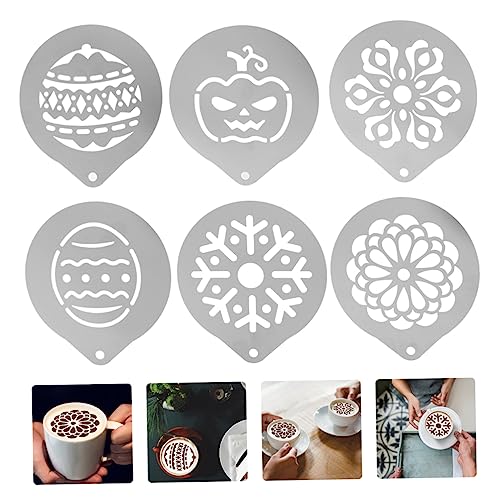 Cabilock 1 Set 6 Stück Kaffee Schablonen Stifte Kaffee Dekorationsschablonen Latte Schablonen Latte Art Kaffee Schablonen Cappuccino Kaffee Formen Zubehör Latte Art Werkzeuge von Cabilock