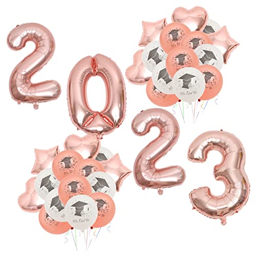 Cabilock 1 Set Abschlussballons 2023 Rosa Dekoration Banner Heliumballons Party Bekleidung Blaue Ornamente Goldene Girlande Schwarze Ballons Abschlussdekoration Zum Aufhängen von Cabilock