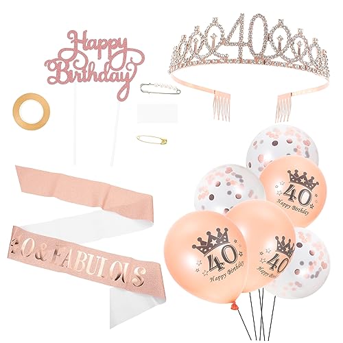 Cabilock 1 Set Geburtstags Schultergurt Set Rosen Luftballons Roségold Anzug Gelbgold Luftballons Geburtstags Requisiten Geburtstags Strass Tiara Luftballons Krone Für von Cabilock