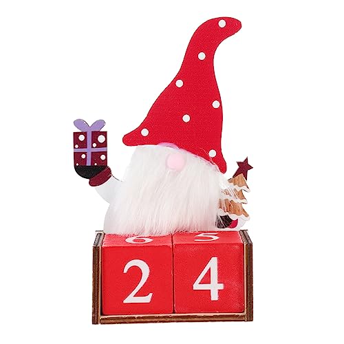 Cabilock 1 Stk Weihnachtskalender kalender weihnachten kinder schreibtischdeko 24 Tage Countdown-Kalender-Dekor Weihnachtstischkalender Kalender aus Holz Desktop-Kalender hölzern rot von Cabilock