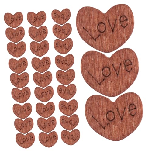 Cabilock 100 Stück Holz Herz Konfetti Valentinstag Herz Edelsteine Dekorationen Holz Nähknöpfe Herzen Holzknöpfe Hemdknöpfe Kleine Knöpfe DIY Herzknöpfe Bambus Khaki von Cabilock