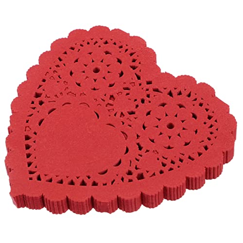 Cabilock 100st Papierblöcke Zum Valentinstag Herzförmige Deckchen Hochzeitstischdekoration Rote Partydeckchen Runde Rote Tischsets Herz Deckchen Essenspads Hochzeitspapier Kuchen von Cabilock