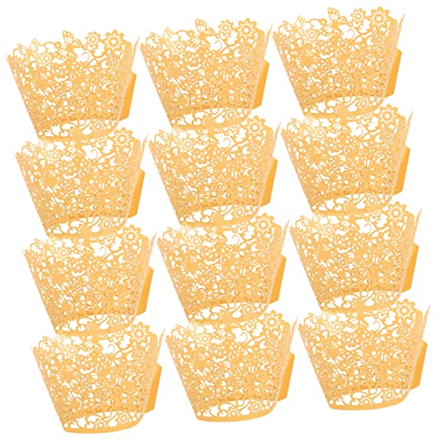 Cabilock 100St Kuchenförmchen aushöhlen Cupcake-Ständer Dessertbecher Kuchen Tassen Kuchendeckel Cupcake-Liner Fiesta Verpackungen für Muffinförmchen Cupcake-Förmchen Tassen Papier Golden von Cabilock