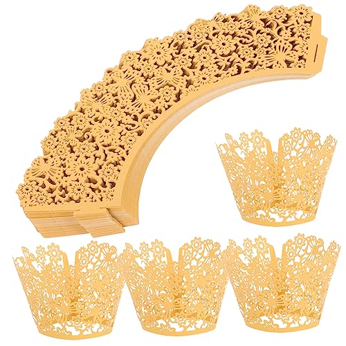 Cabilock 100St Kuchenförmchen aushöhlen Schmetterling Cupcake Liner Desserteinlagen aus Papier fettdichte Muffinförmchen Mini-Muffin Cupcake-Förmchen Tassen goldene Cupcake-Förmchen von Cabilock