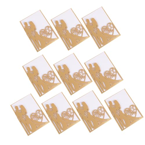 Cabilock 10St Grußkarte Frauen Geburtstagsdekorationen vorhandener Wickelstempel Tischläufer jubiläumskarte anniversary card romantische Einladungskarten Einladungen aushöhlen Papier Golden von Cabilock