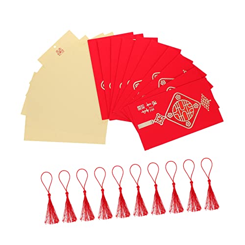 Cabilock 10St Hochzeitseinladung die chinesen wedding card wundrrschön Golddekor Notizkarten zur Hochzeit briefumschläge Geschenkkarte Einladungskarte aus Papier Hochzeitsdekoration rot von Cabilock