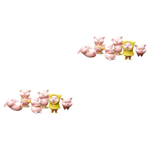 Cabilock 12 STK Niedliche Schweinchen Puppe Kuchen Dekoration Cupcake Topper Tierschweinfiguren Spielzeug Auto-Cupcake-Topper Auto-armaturenbrett-Puppe Desktop-Spielzeug Rosa von Cabilock