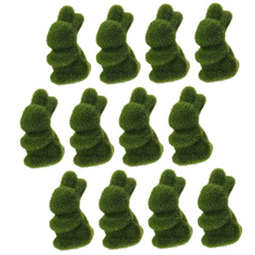 Cabilock 12 STK simulierte Kaninchenverzierung hasenfiguren Ostern mitgebsel Easter raumdeko riesiger Hase grünes Mooskaninchen Ostern-Desktop-Dekoration dekoratives Kaninchen Green von Cabilock