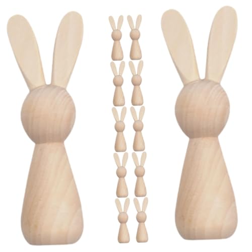 Cabilock 12 Stück Holzkaninchen DIY Graffiti Malerei Hase Figur Kreative Holzdekoration DIY Hase Holzkaninchen Peg Puppen Holzkunstpuppen von Cabilock